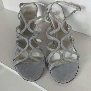 Stuart Weitzman Y2K Silver Slingback Strappy Heeled Sandals 9.5N